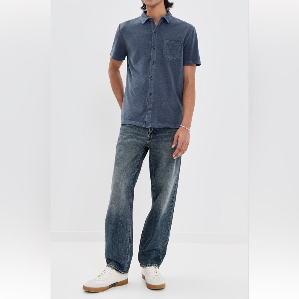 Marine Layer Vintage Heavy Slub Button Down in Mood Indigo XXL